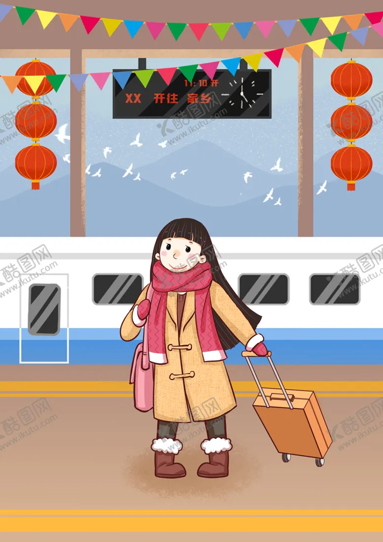 编号：83257409230306145987【酷图网】源文件下载-等车的小女孩