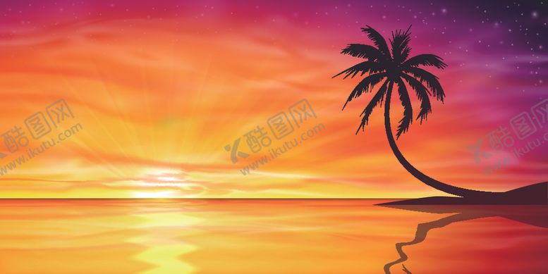 编号：64662403260405124199【酷图网】源文件下载-椰子树沙滩景色