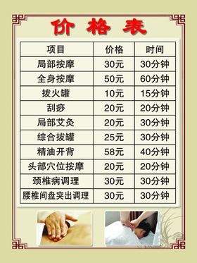 价格表