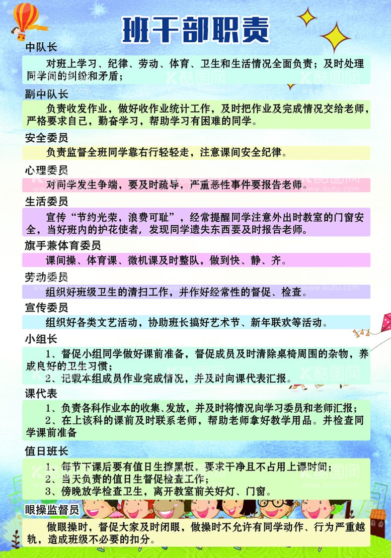 编号：74235811181130299553【酷图网】源文件下载-班干部职责海报