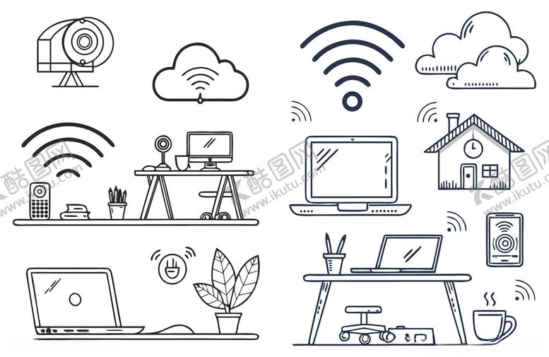 编号：96321004242046034901【酷图网】源文件下载-智能家居设备与网络元素