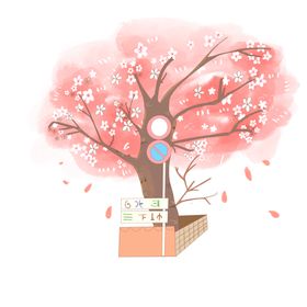 樱花素材宣传手绘桃节
