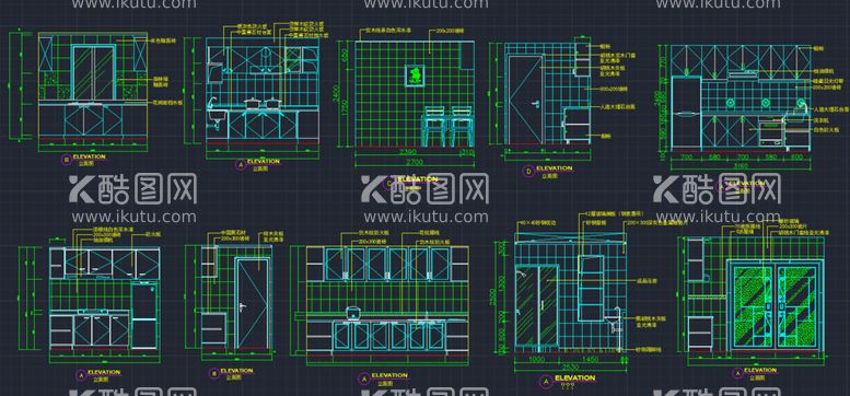 编号：37470912201404537573【酷图网】源文件下载-CAD厨卫立面 厨卫立面图  