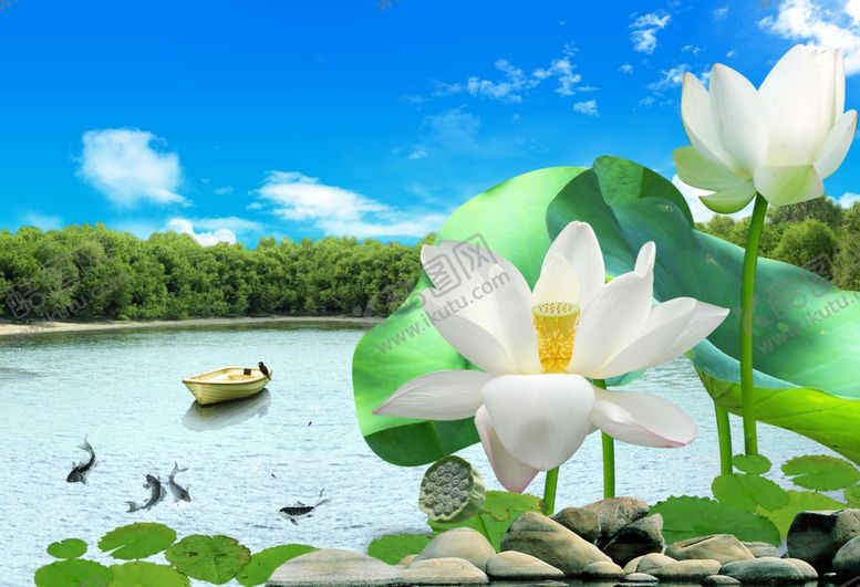 编号：16186705151837241260【酷图网】源文件下载-山水画风景画荷叶荷花
