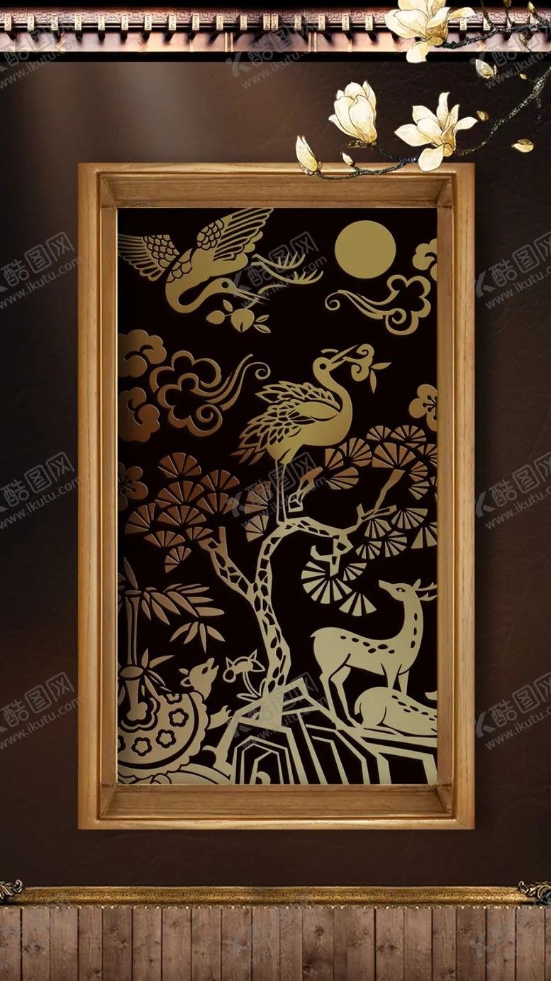 编号：61727212160601021396【酷图网】源文件下载-国潮屏风画轴手机海报背景