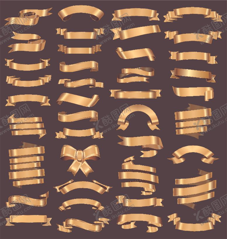 编号：93504911251142185772【酷图网】源文件下载-金色丝带横幅