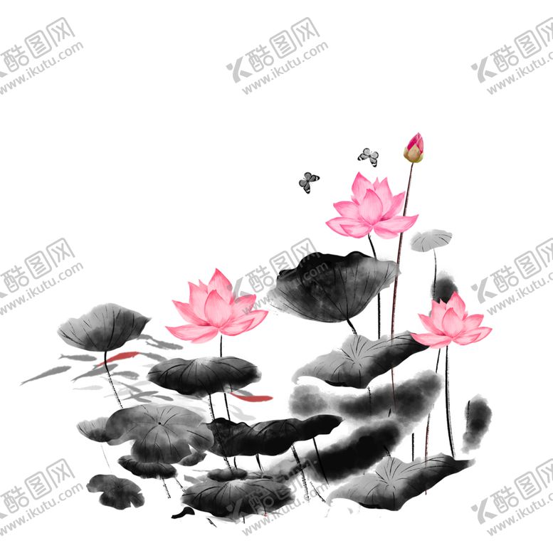 编号：57593803220730106849【酷图网】源文件下载-夏季水墨荷花