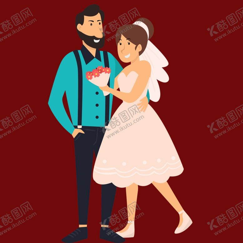 编号：63964801280819123985【酷图网】源文件下载-手绘结婚男女