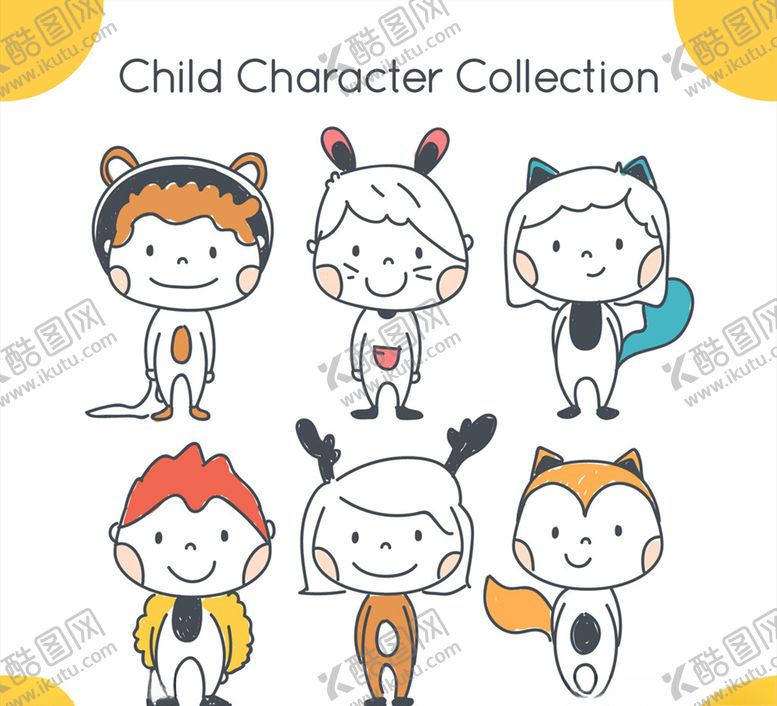 编号：19911909150152338393【酷图网】源文件下载-可爱动物装儿童矢量