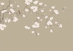 花鸟画玉兰飞鸟背景墙