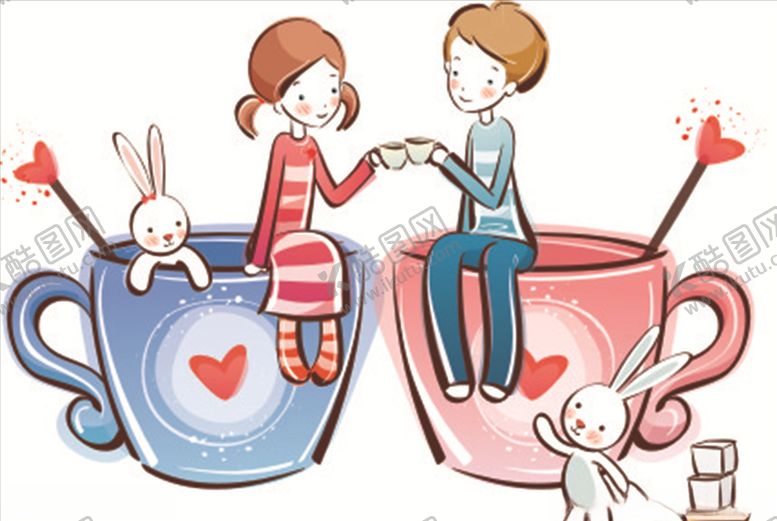 编号：74497609092249114373【酷图网】源文件下载-卡通情侣爱情杯