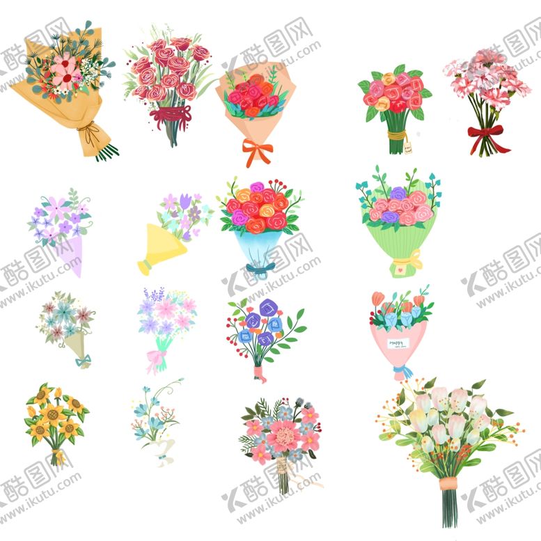 编号：36772609280308313481【酷图网】源文件下载-手绘手捧花束花朵
