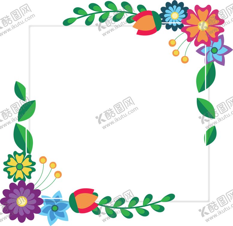 编号：85718806290718258128【酷图网】源文件下载-水彩花环素材花环素材彩色花