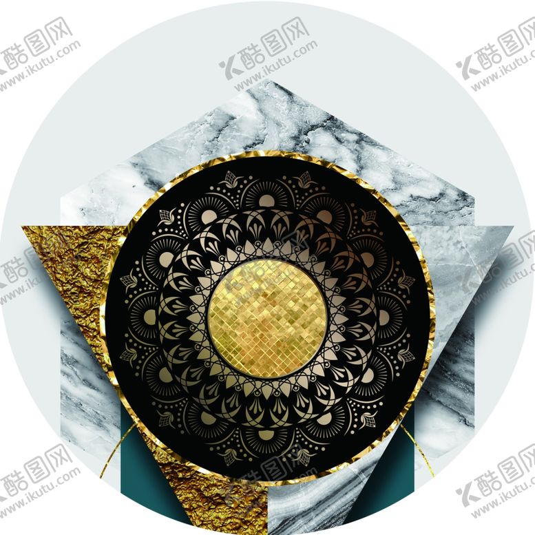 编号：33485401170353047756【酷图网】源文件下载-几何水彩圆形挂画装饰画