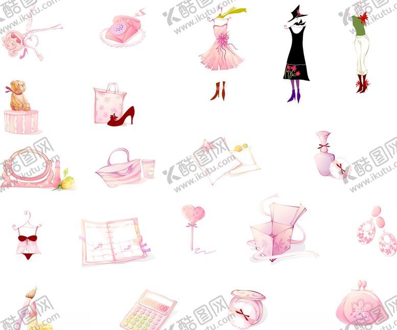 编号：97392609292143452824【酷图网】源文件下载-女性时尚可爱小物件