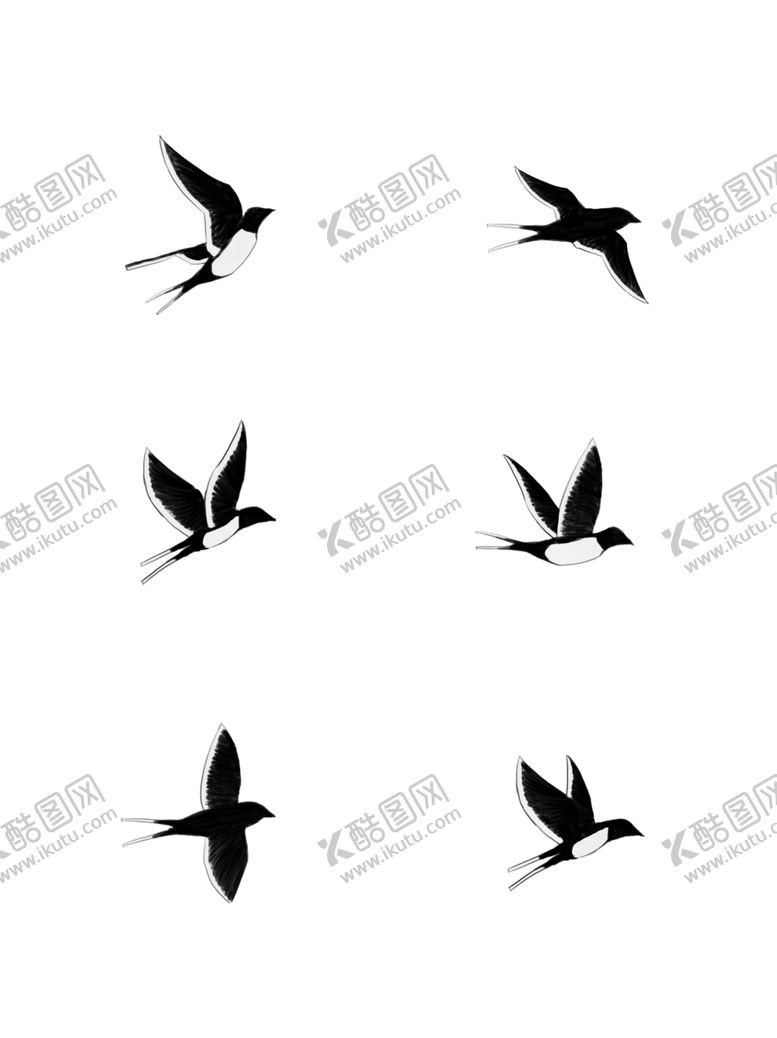 编号：51634105010515441007【酷图网】源文件下载-手绘水墨中国风燕子鸟春天插画