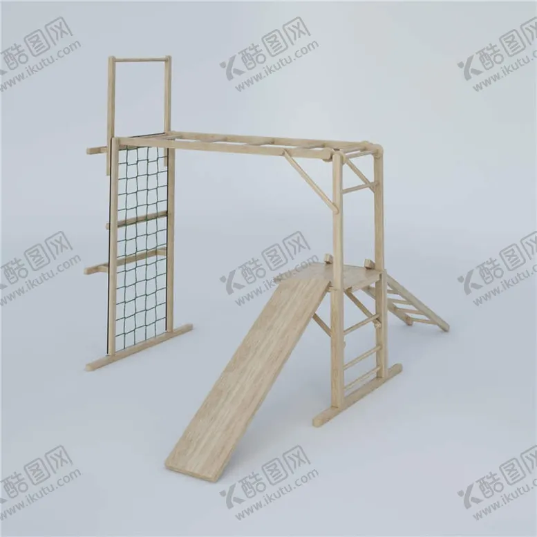 编号：35394810170637478494【酷图网】源文件下载-C4D模型 实木滑滑梯