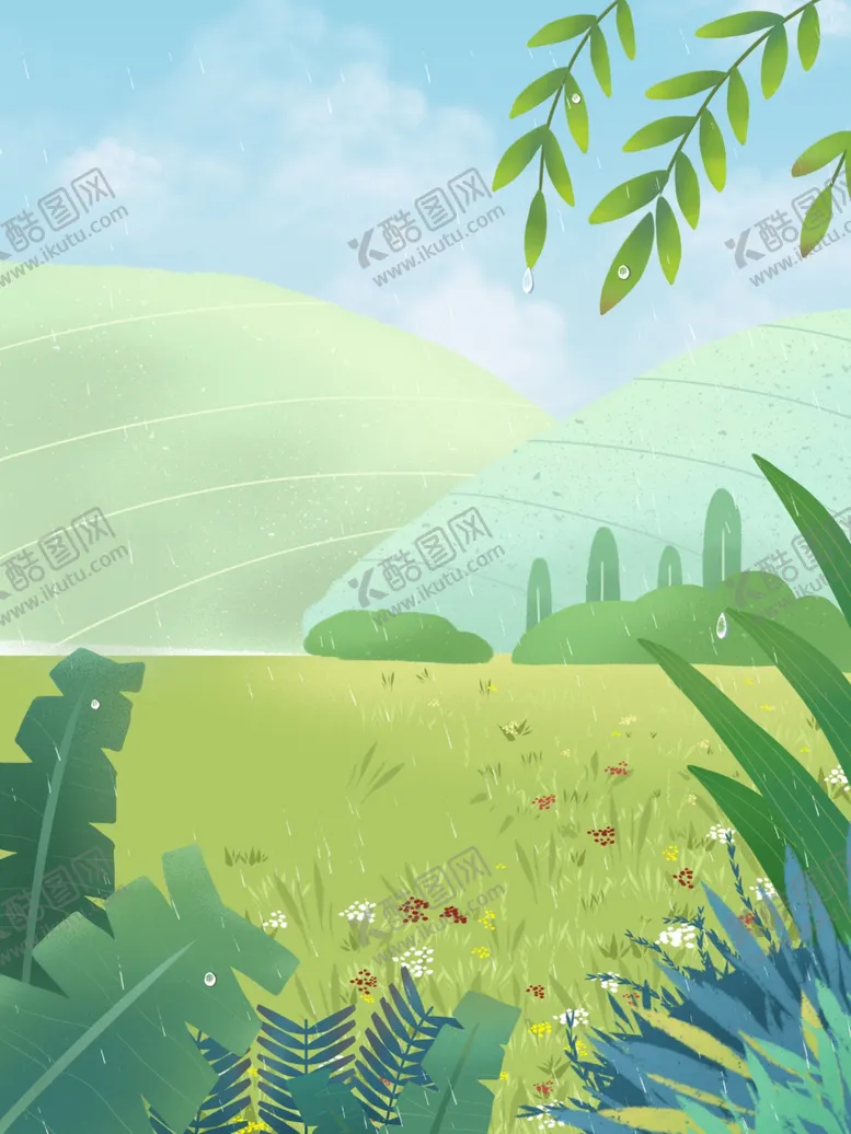 编号：91909706240704478551【酷图网】源文件下载-卡通海洋沙滩草地天空池塘背景