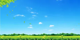 蓝天白云绿草地背山坡软膜花