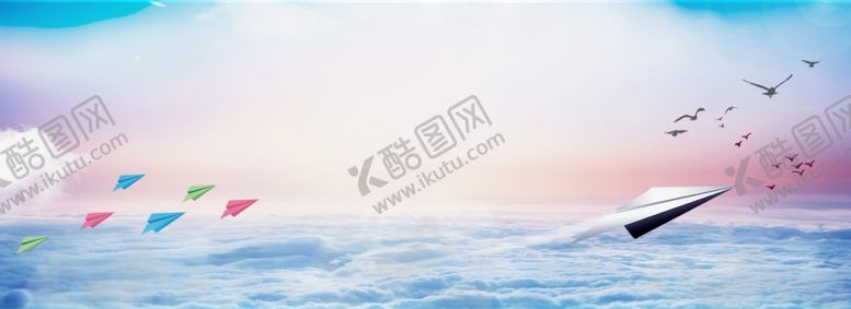 编号：19563711011536058035【酷图网】源文件下载-纸飞机天空背景
