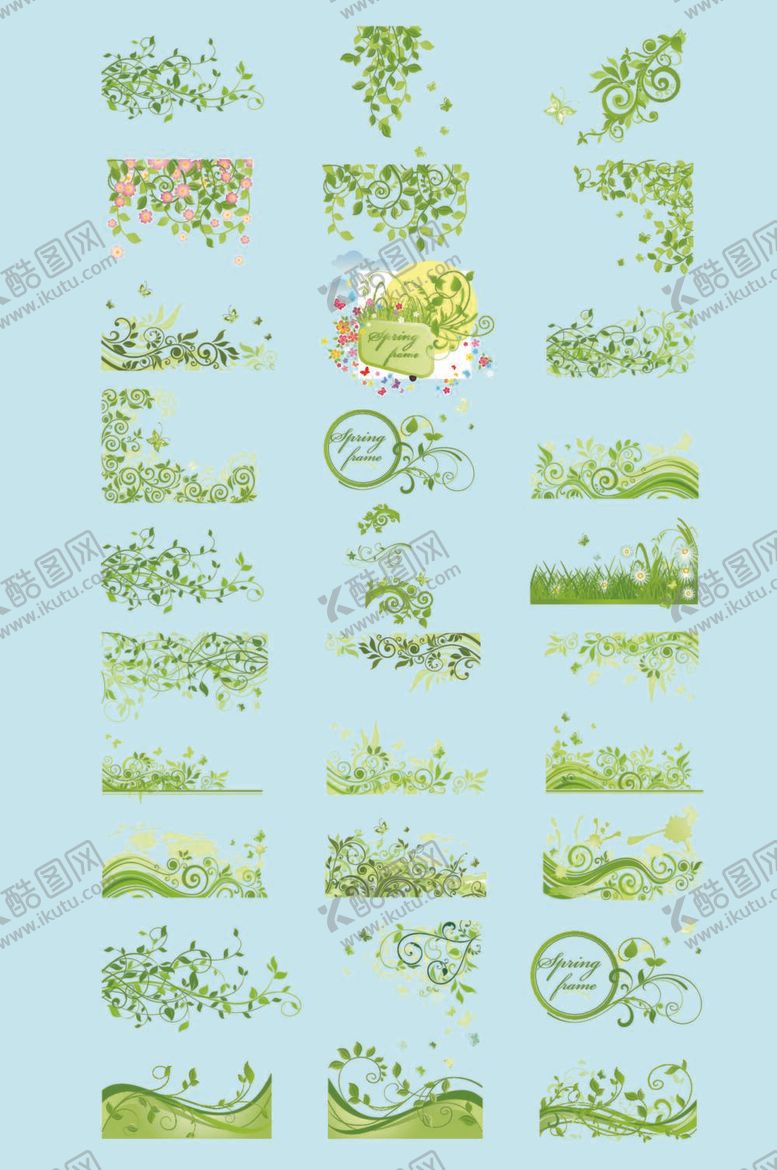 编号：92103709180433066735【酷图网】源文件下载-AI矢量简约花草花纹花边