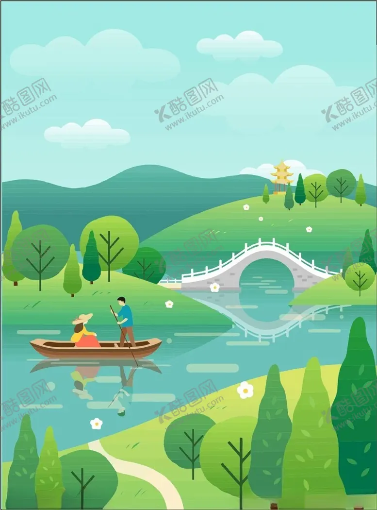 编号：17731002162126326474【酷图网】源文件下载-公园湖中划船