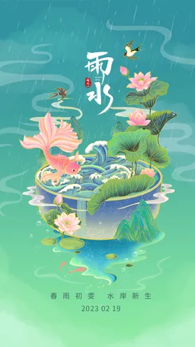 雨水海报微信贴片飞机稿意境