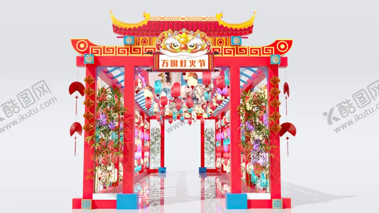 编号：26999501260959278958【酷图网】源文件下载-元宵节灯火节中式灯笼长廊
