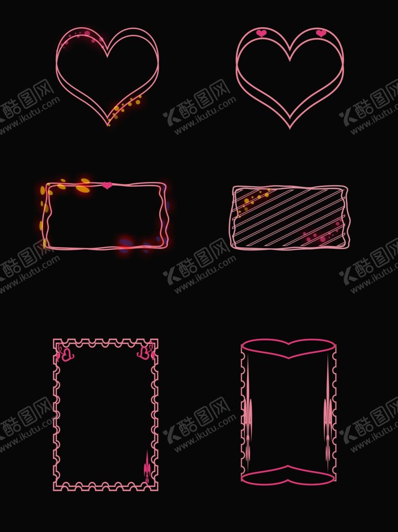 编号：68783710021345157193【酷图网】源文件下载-七夕简约爱心发光情人对话框边框