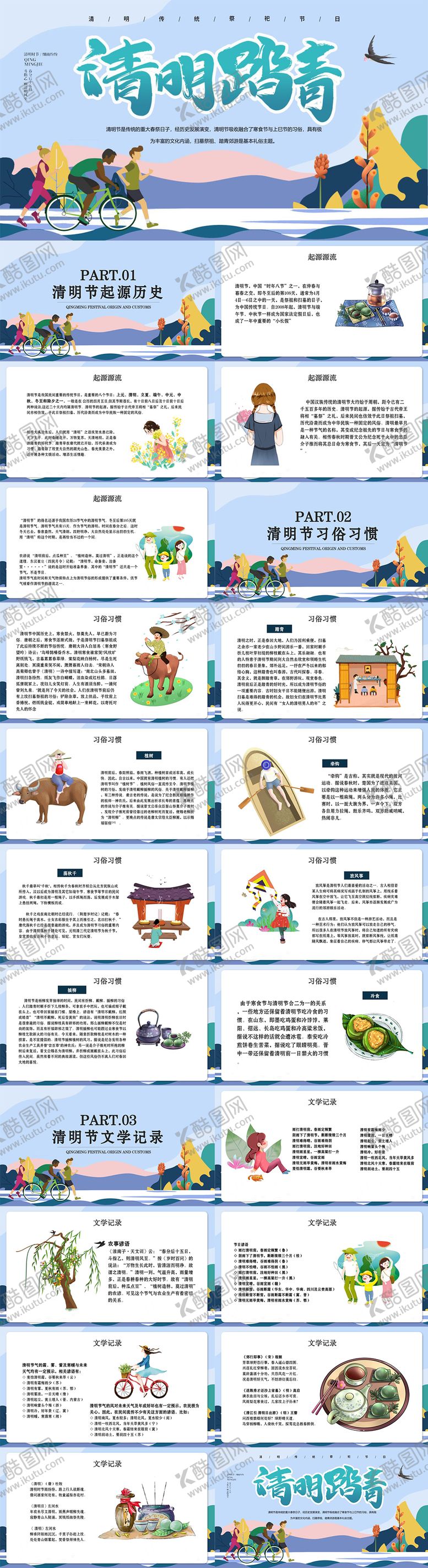 编号：91837103250206049392【酷图网】源文件下载-清明踏青活动习俗介绍PPT
