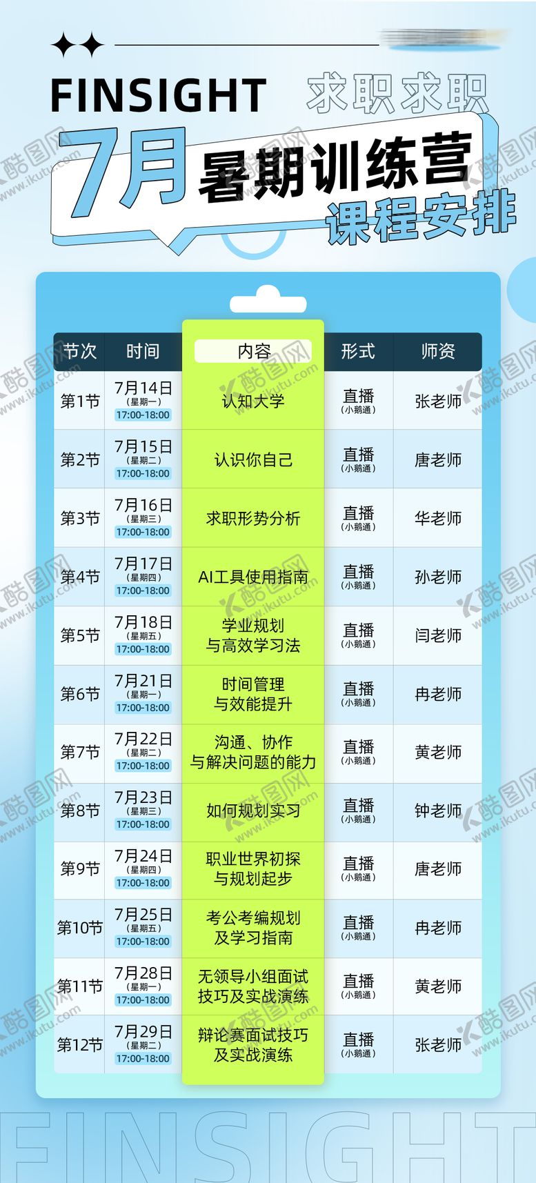 编号：80681309080634303804【酷图网】源文件下载-7月暑期训练营课程安排海报