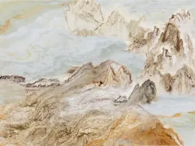 大理石山水背景墙灰色鱼肚白电视