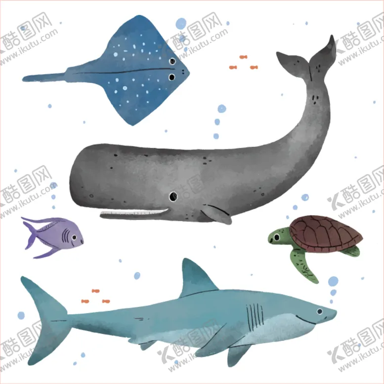 编号：68902012080229566052【酷图网】源文件下载-卡通海洋生物