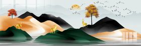 中国风背景潮文艺古水墨画展板