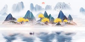 山水墨背景