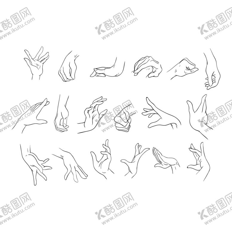编号：71814810142221373217【酷图网】源文件下载-手部线稿