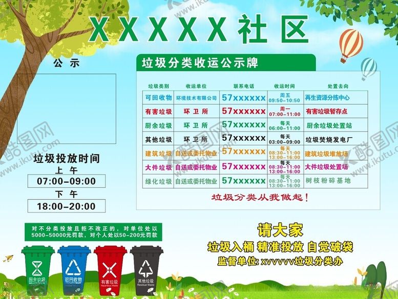 编号：73625302181237556454【酷图网】源文件下载-垃圾分类公示栏