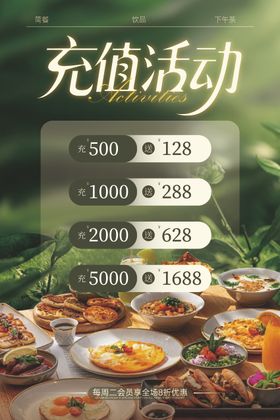 餐饮美食充值送活动促销海报