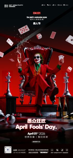 愚人节小丑酒吧海报