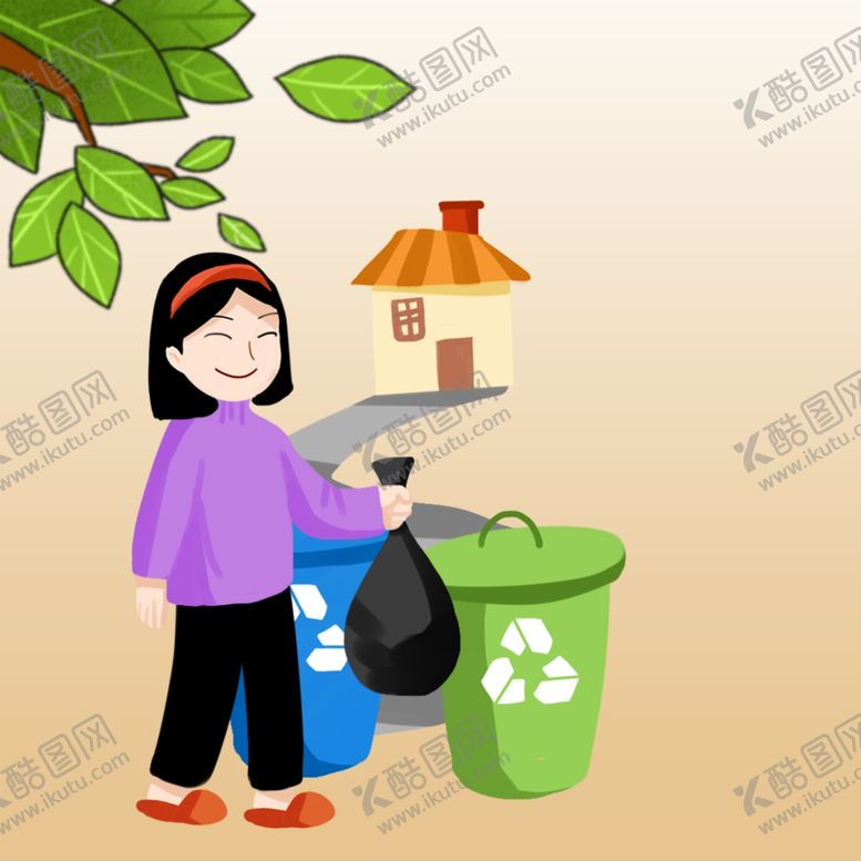 编号：84155209130338396111【酷图网】源文件下载-丢垃圾插画