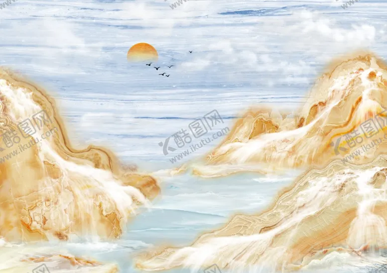 编号：34192803091655165953【酷图网】源文件下载-流水生财大理石背景墙
