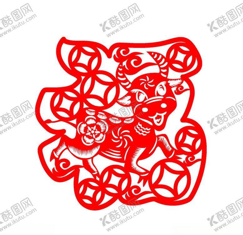 编号：34885409111134255003【酷图网】源文件下载-牛年剪纸插画