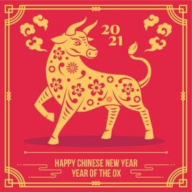 牛新年展板背景台历喜庆春节海报封面