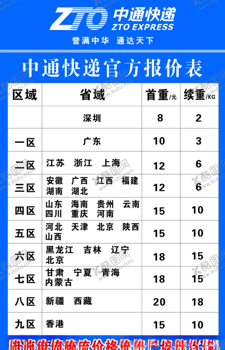 编号：59804204010704484169【酷图网】源文件下载-中通快递官方报价表