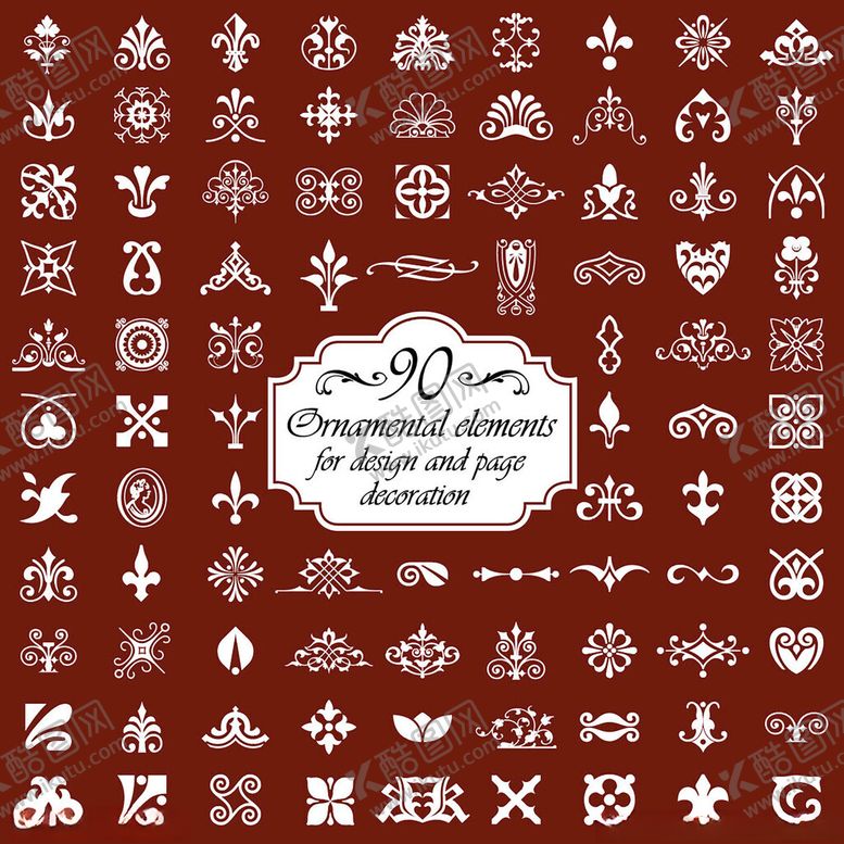 编号：62453010310426071753【酷图网】源文件下载-复古风红色几何图案集合