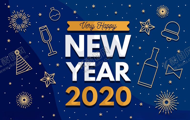 编号：40681410050811213325【酷图网】源文件下载-2020年金色新年快乐贺卡