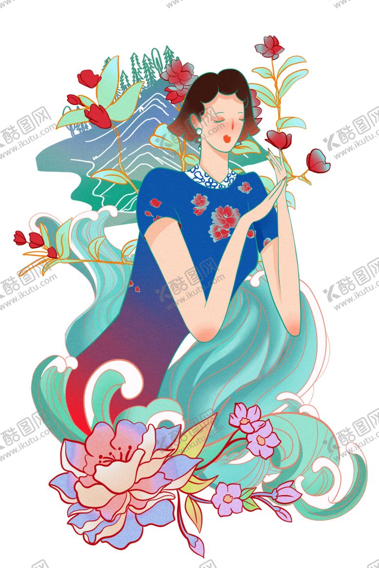 编号：87920604170612595439【酷图网】源文件下载-国潮人物手绘
