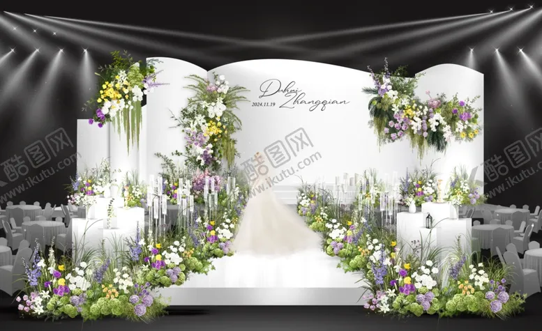 编号：15633502041439267454【酷图网】源文件下载-弧形白绿花艺婚礼