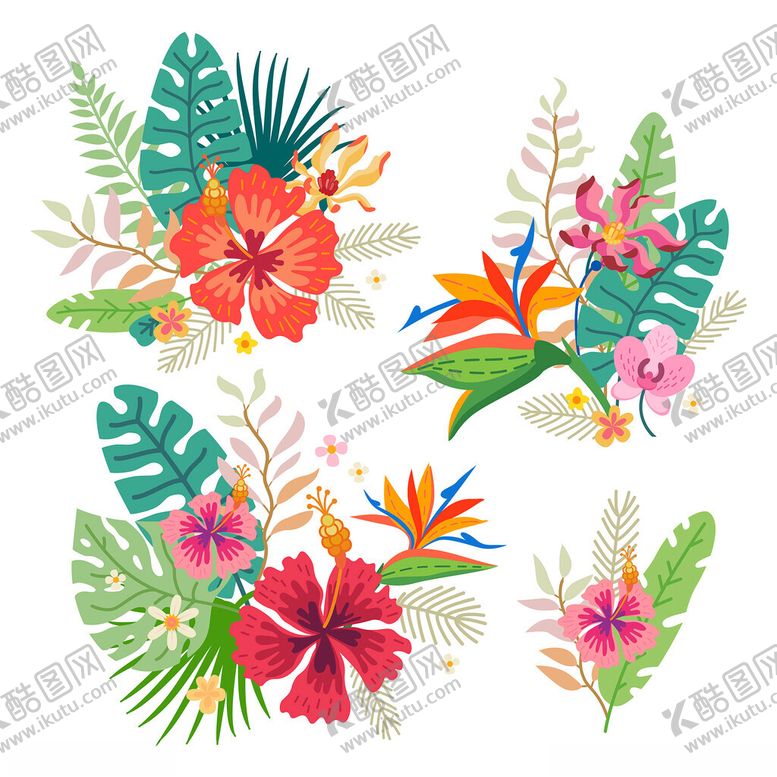 编号：87036902270932057415【酷图网】源文件下载-手绘卡通鲜花花束矢量元素