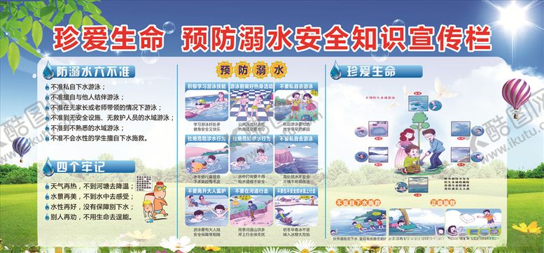 编号：49328306240027119845【酷图网】源文件下载-校园安全展板防溺水